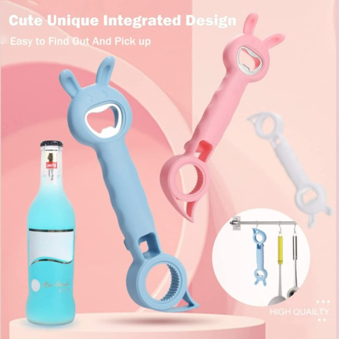 Saylani Enterprises 4-in-1 Cute Animal Bottle Opener - Multifunctional Kitchen Tool for Wine, Beer Cans, Sauce & Drink Bottles - Finger Protection Design - Pack of 1 (Multicolor) - Perfect for Home, Parties, Camping & Picnics