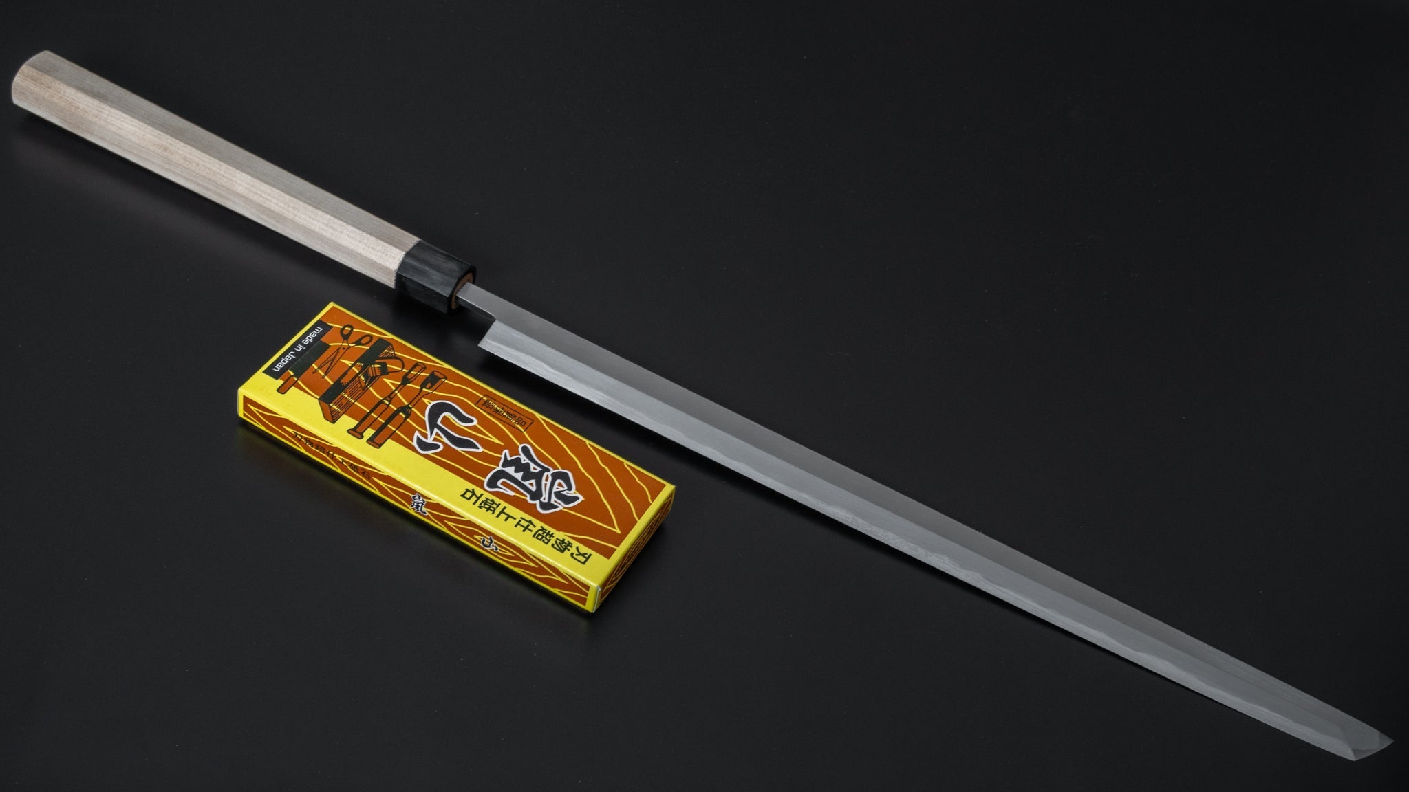 Hitohira Togashi White #2 Maguro Kiri 540mm Japanese Sashimi Knife with Ho Wood Handle & Saya - Perfect for Sushi Chefs & Home Cooking Enthusiasts