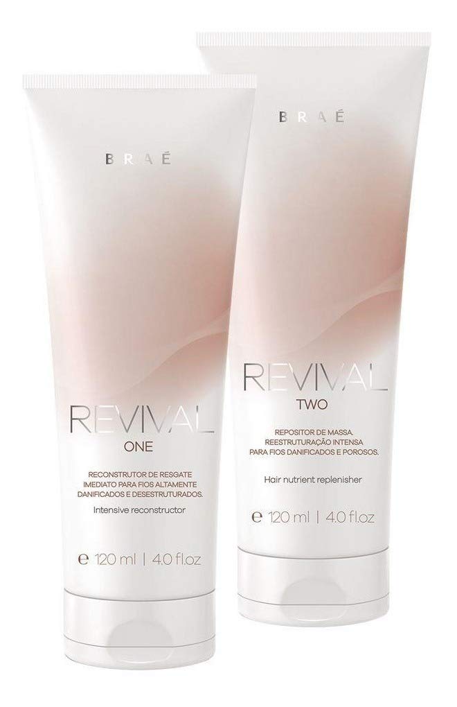 Brae Revival Professional 120ml Step 1 & 2 Hair Repair Treatment Set - Deep Conditioning for Damaged, Dry & Frizzy Hair - Salon Quality Hair Reconstruction Kit for Split Ends & Breakage - Perfect for Home Hair Care & Post-Color Treatment