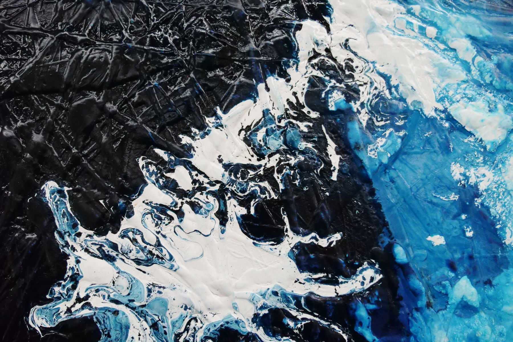 Glacier Blue 160cm x 100cm Abstract Textured Canvas Painting - Modern Wall Art for Living Room, Bedroom & Office Decor