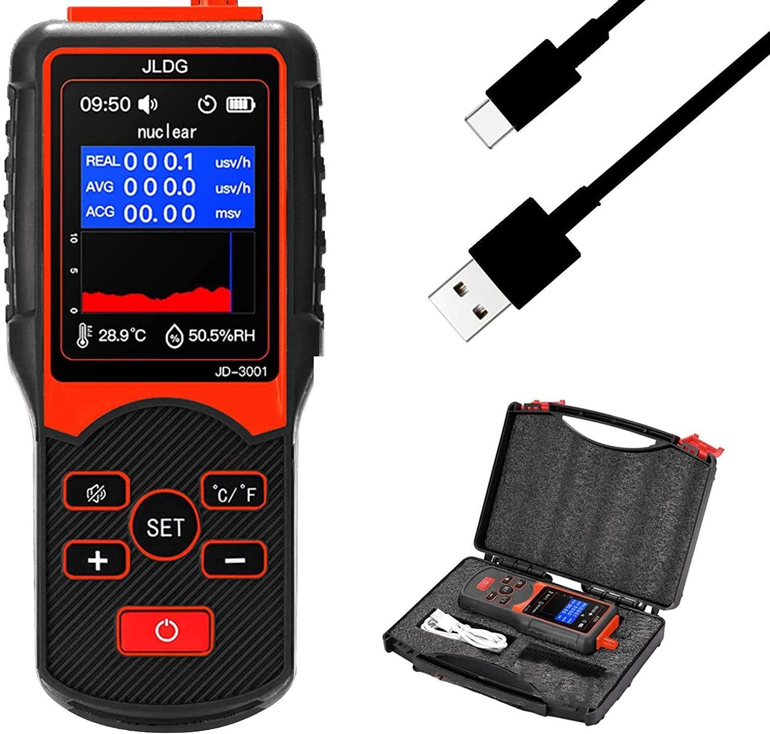 HPDONM 2022 New Geiger Counter Nuclear Radiation Detector - Portable Beta Gamma X-ray Tester, Radioactive Personal Dosimeter for Home, Lab & Emergency Use | Marble Radiation Detection Device