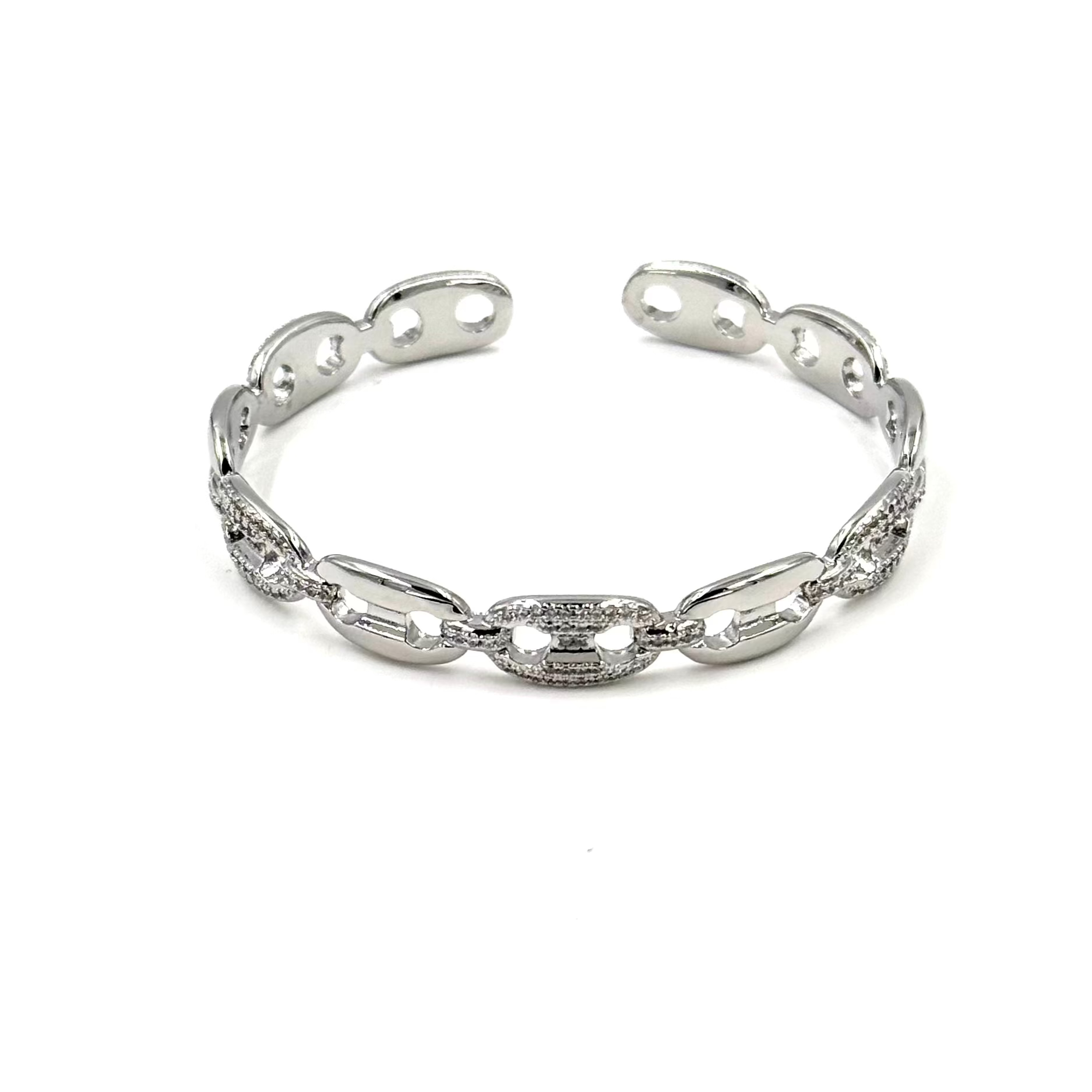 Ashley Gold Stainless Steel CZ Cap Open Bangle Bracelet for Women - Elegant Cubic Zirconia Adjustable Cuff Bracelet - Perfect for Parties, Weddings & Everyday Wear
