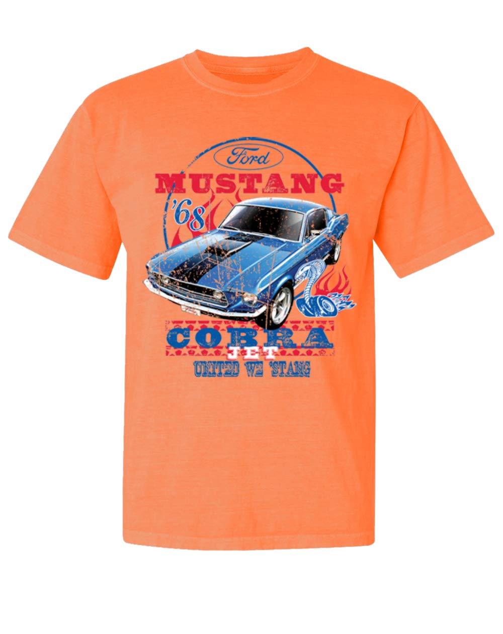 Ford Mustang Cobra Jet Vintage Washed T-Shirt for Men - Classic Muscle Car Tee for Car Enthusiasts & Racing Fans - Perfect for Casual Wear, Car Shows & Gifting