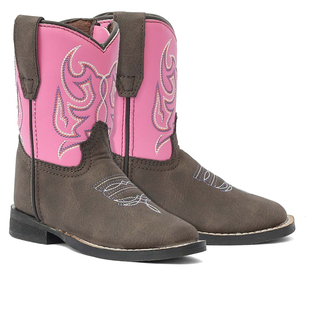 TuffRider Toddler Voyageurs Square Toe Western Boots for Kids - Comfortable & Durable Cowboy Boots for Boys & Girls - Perfect for Rodeo, Horse Riding & Western Style Outfits