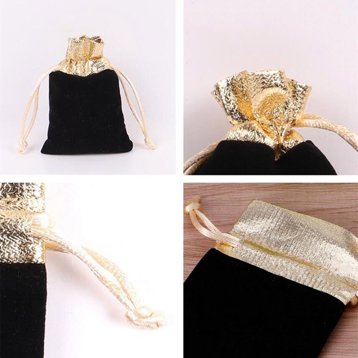 Snadulor 20-Pack Soft Velvet Drawstring Pouches - 5x6 Inch Jewelry Bags for Wedding Favors, Party Gifts, Candy Storage & Small Item Organization (Black) - Perfect for Bridal Shower, Birthday Party & Travel Accessories