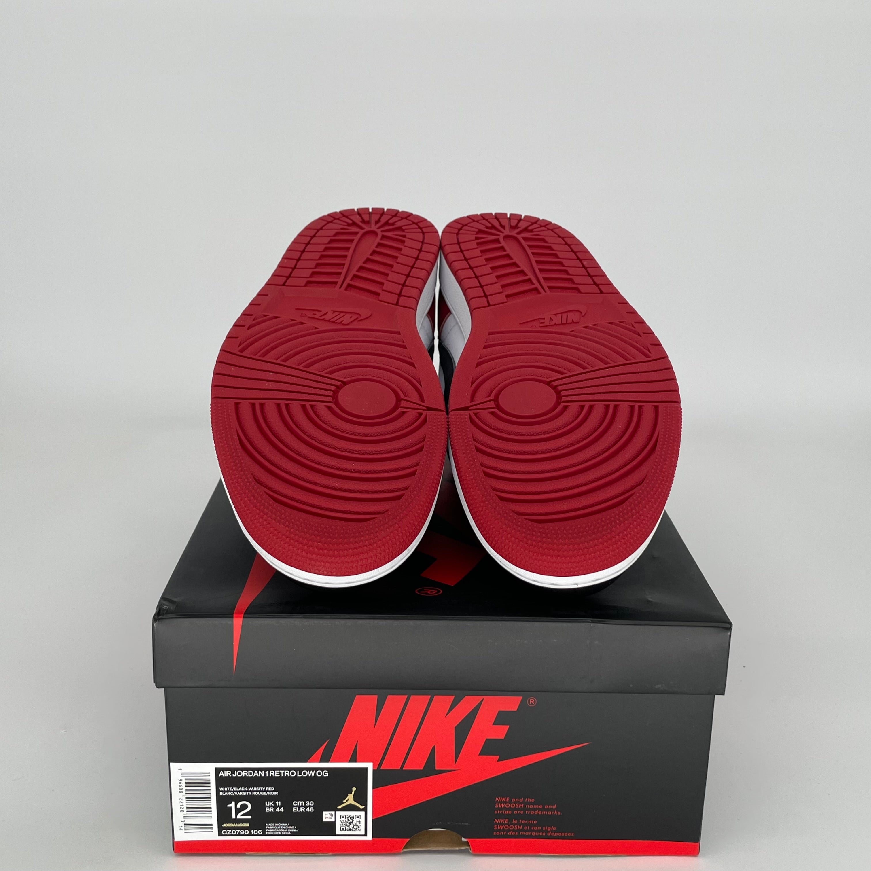 AIR JORDAN 1 LOW Black Toe Men's Basketball Shoes - Size 12 (CZ0790-106) | Retro Style Sneakers for Casual Wear, Street Fashion & Sports