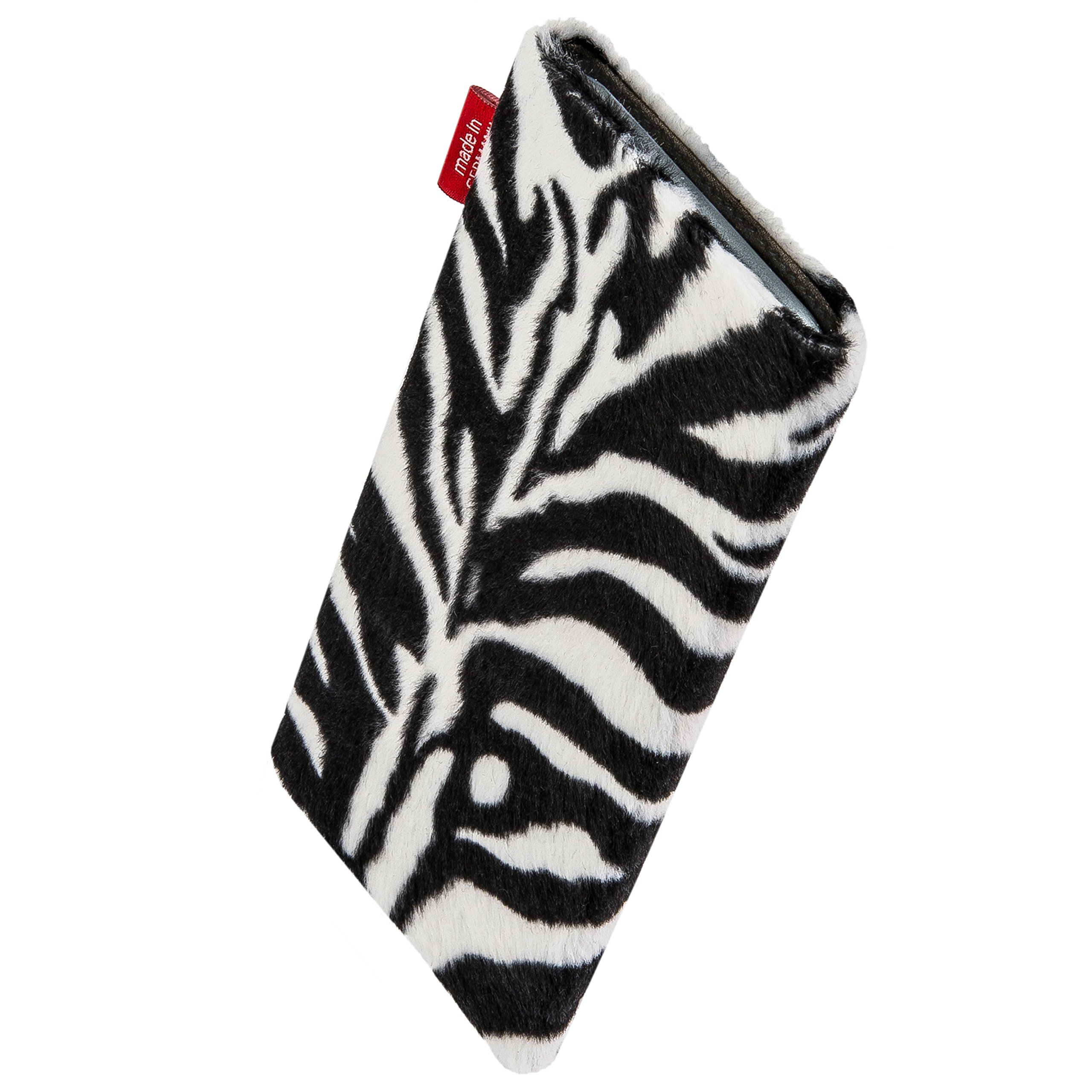 Premium Zebra Print Custom Tailored Sleeve for Apple iPhone 11 Pro Max - German Made Faux Fur Pouch Case with Microfiber Lining for Screen Protection & Cleaning - Perfect for Travel, Work & Everyday Use