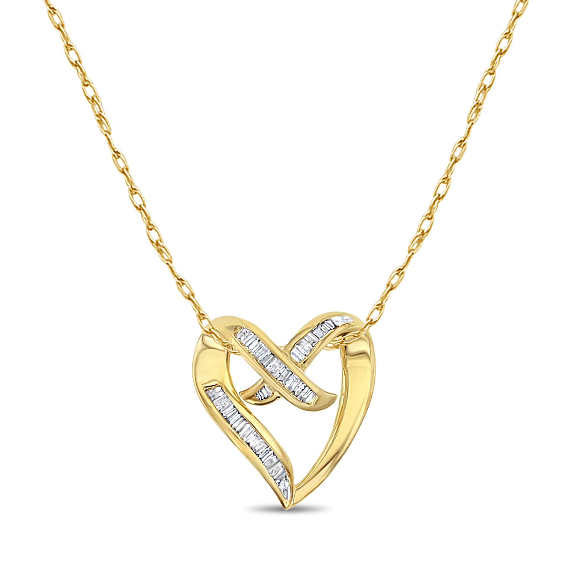 1 Carat Baguette Diamond Floating Heart Necklace - 14K Gold Dainty Pendant for Women - Perfect Gift for Anniversary, Valentine's Day & Special Occasions