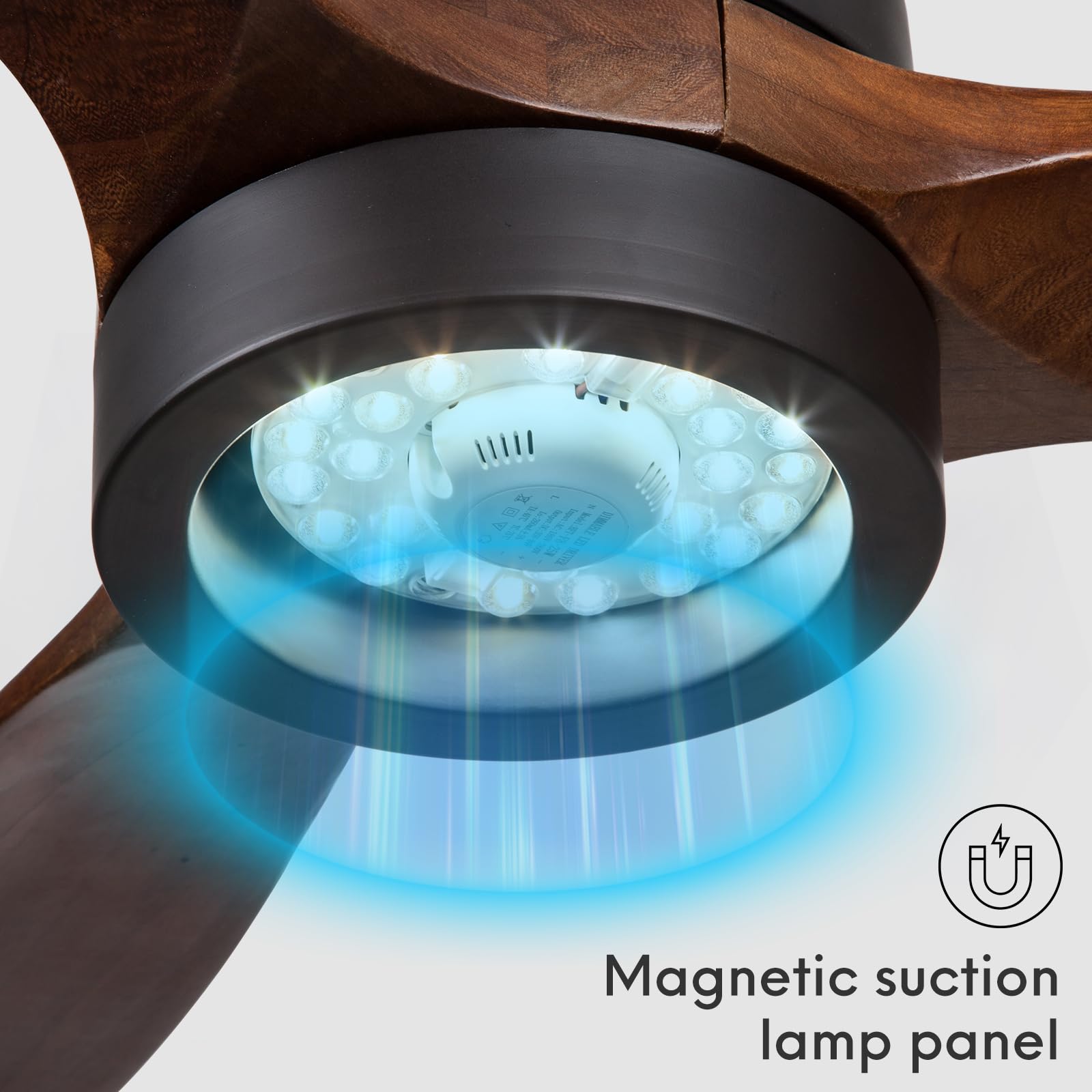 32 Inch Outdoor Ceiling Fan with Light - Waterproof Wet Rated for Gazebo, Patio, Deck - DC Motor & 3 Reversible Walnut Wood Blades - Perfect for Covered Porches, Sunrooms & Pool Areas