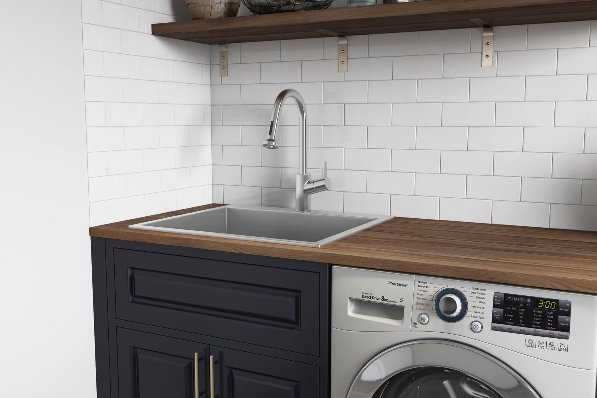 Ruvati 25 x 22 x 12 Inch Drop-in Topmount Stainless Steel Utility Sink - 16 Gauge Deep Single Bowl Laundry Room & RV Sink (Model RVU6010) - Perfect for Laundry Rooms, Basements, Garages & RV Camping