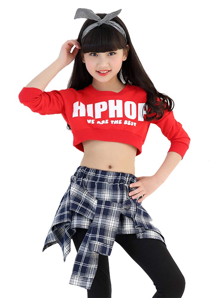 LOLANTA Girls Hip Hop Dance Costume Set - Jazz Outfit with Cropped Top & Culotte Skirt Pants for Street Dance, Performance, and Party Wear