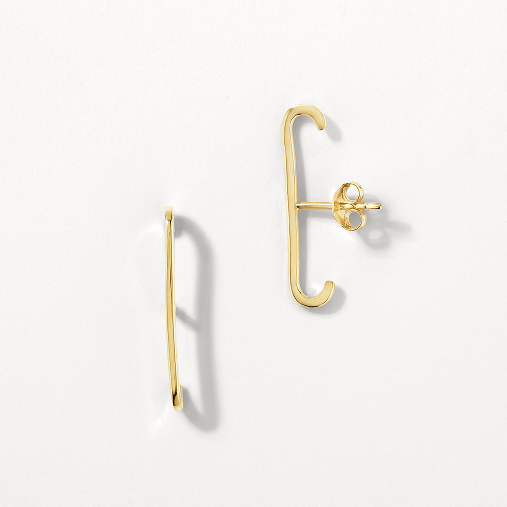 Gold Plain Suspender Stud Earrings - Elegant Minimalist Jewelry for Women, Perfect for Daily Wear & Special Occasions