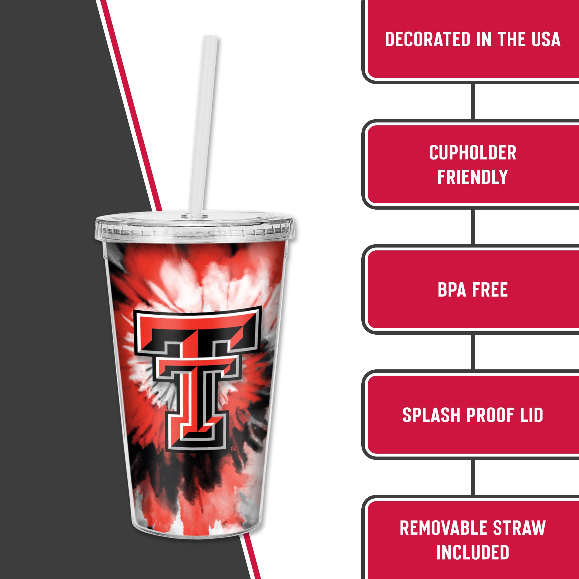 NCAA Team 16oz Insulated Tumbler with Straw - Double-Wall Vacuum Insulated Travel Cup for Hot & Cold Drinks - Perfect for Game Day, Office, Gym & Outdoor Activities - [Team Color Options]