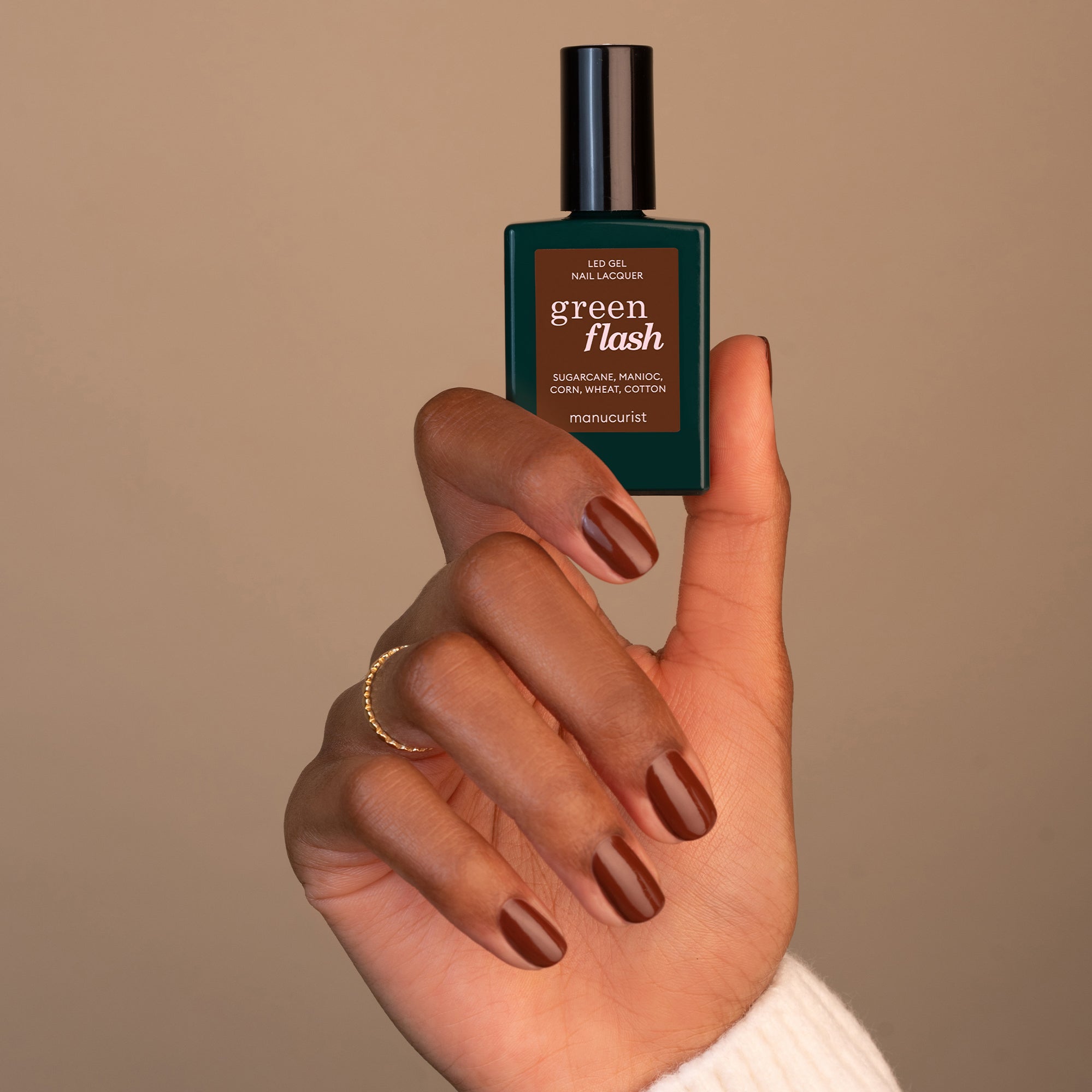 Green Flash Gel Polish Chestnut Brown - Long Lasting UV LED Nail Polish for Salon & Home Manicures - Perfect for Fall & Winter Nail Designs