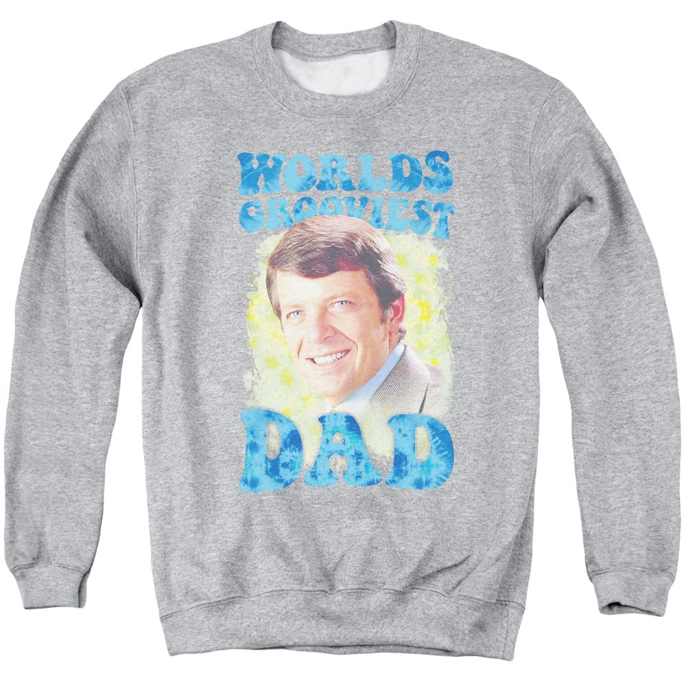Vintage The Brady Bunch Sweatshirt - Worlds Grooviest Dad Graphic Pullover - Soft Athletic Heather Grey Crewneck - Perfect for 70s Theme Parties, Father's Day Gifts & Retro Fashion Lovers