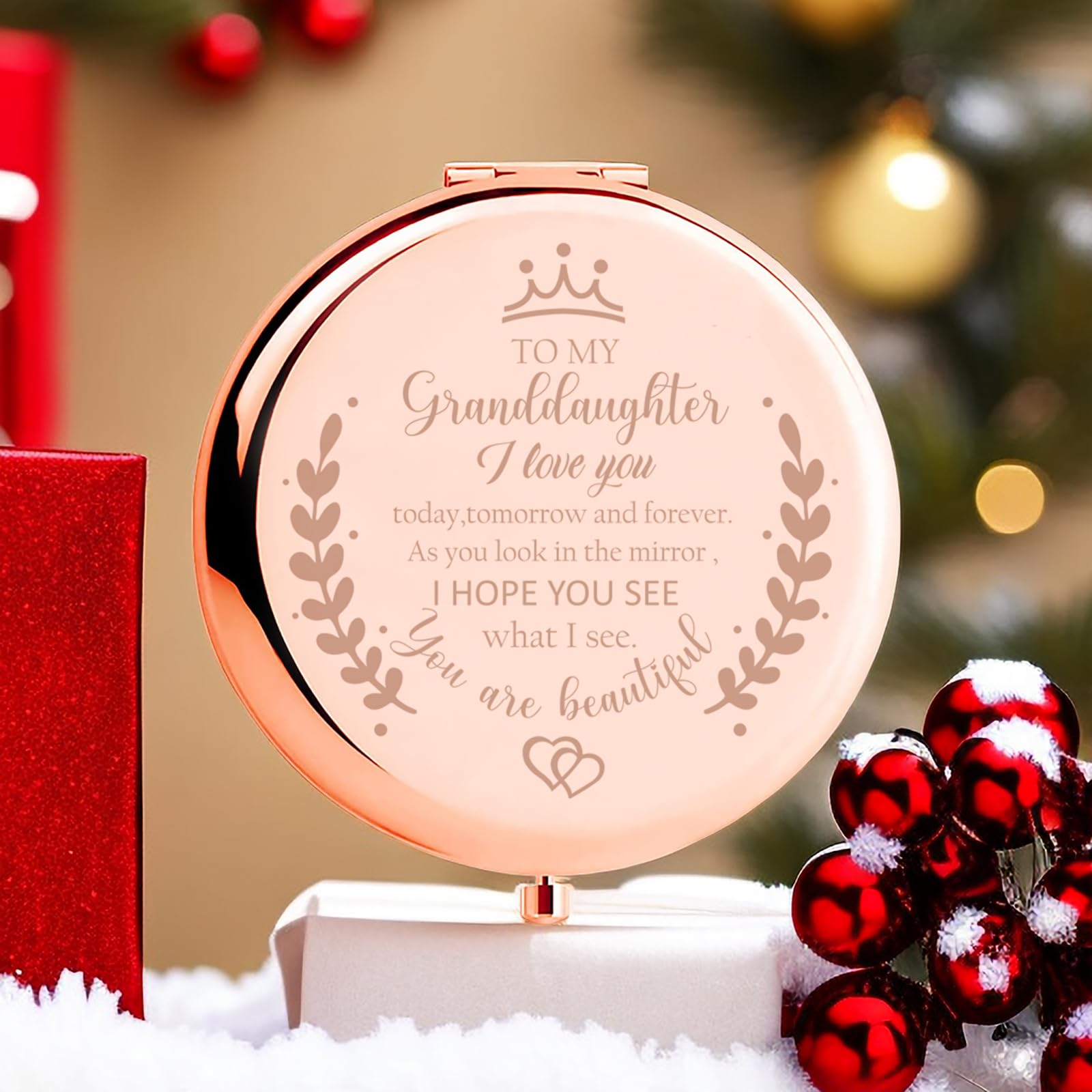 Personalized Makeup Compact Mirror - Thoughtful Birthday Gift for Granddaughter from Grandma | Perfect for Prom, Graduation & Special Occasions