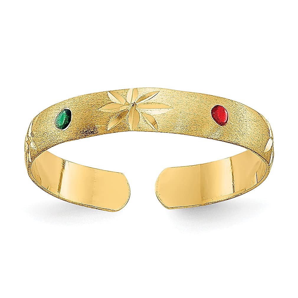 14K Yellow Gold Enameled Adjustable Toe Rings for Women - Elegant Summer Beach Jewelry Set, Perfect Gift for Her, Bridal Shower, Vacation & Pedicure Accessories