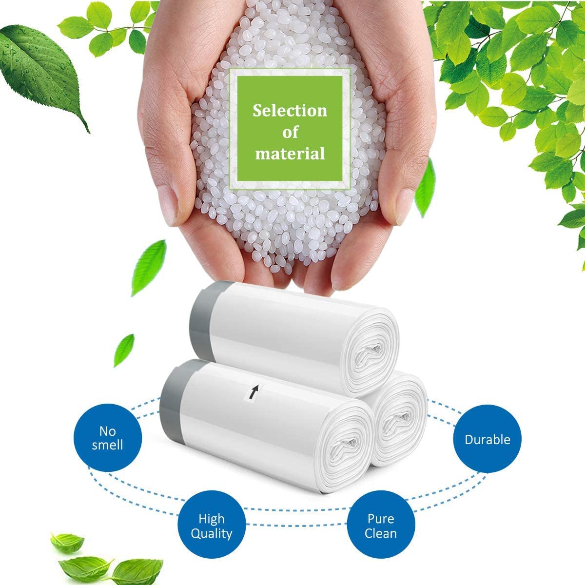 Teivio 4 Gallon 140 Counts Strong Drawstring Trash Bags - Heavy Duty Garbage Bags for Bathroom, Kitchen, Office & Home Use - Small Plastic Bin Liners (White) - Perfect for Waste Bins, Diaper Pails & Pet Litter Disposal