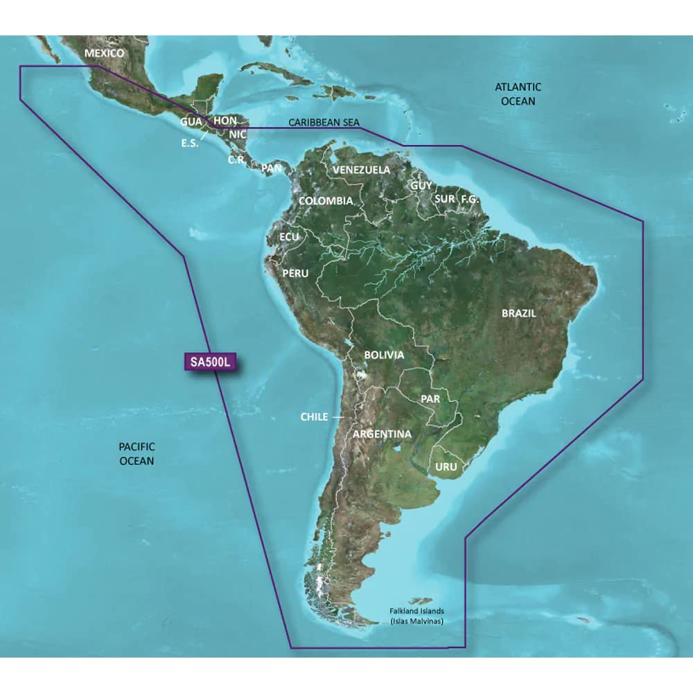 Garmin BlueChart® g3 HD - HXSA600X - South America Marine GPS Map - microSD™/SD™ Card for Boating & Fishing Navigation