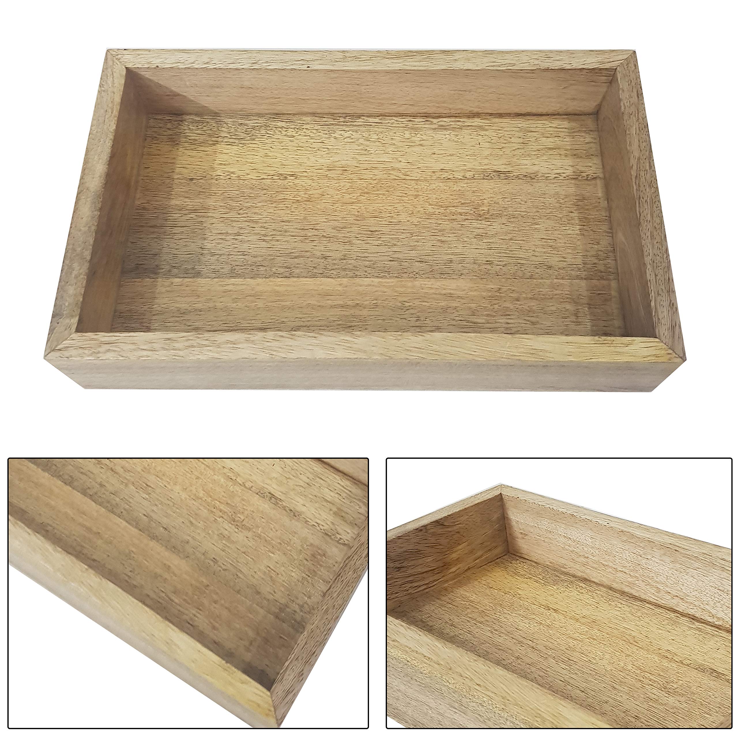 Handmade Mango Wood Guest Towel Holder - 10x6 Inch Vanity Tray & Bathroom Organizer, Natural Wood Makeup Tray & Tabletop Decor for Home, Spa, and Wedding Gift