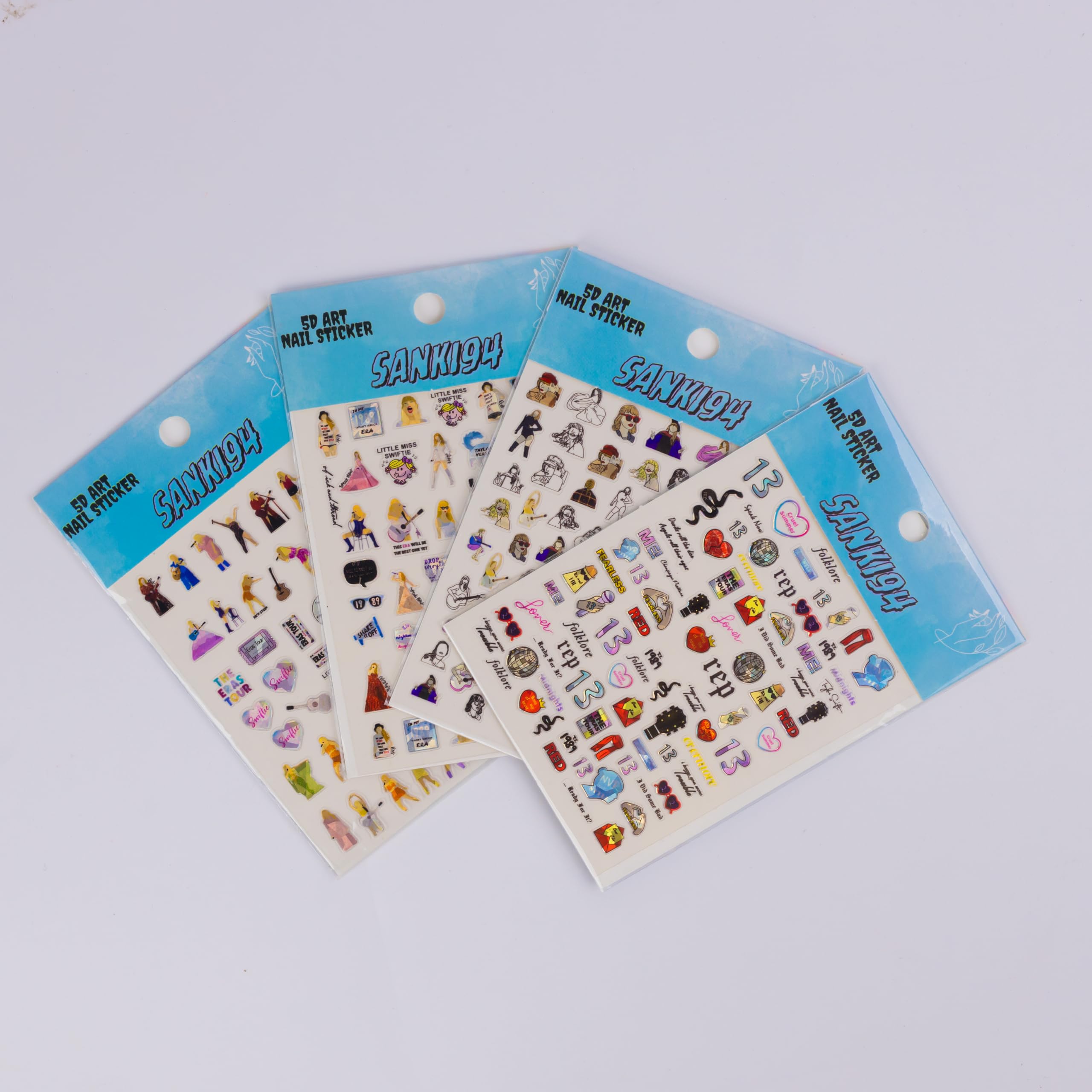 4 Sheets Cute Nail Art Stickers - Self Adhesive Kawaii Nail Decals for DIY Manicure, Women & Girls Nail Supplies (Style 1) - Perfect for Parties, Weddings, and Daily Nail Art Designs