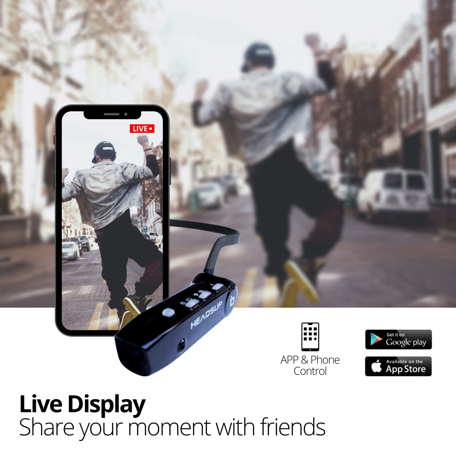 1080P FHD Head Mounted Camera with APP Control - Hands Free Wearable Vlog Camera for Live Streaming, Music & Phone Calls | Perfect for Vlogging, Sports Recording & Hands-Free Video Calls (Black)