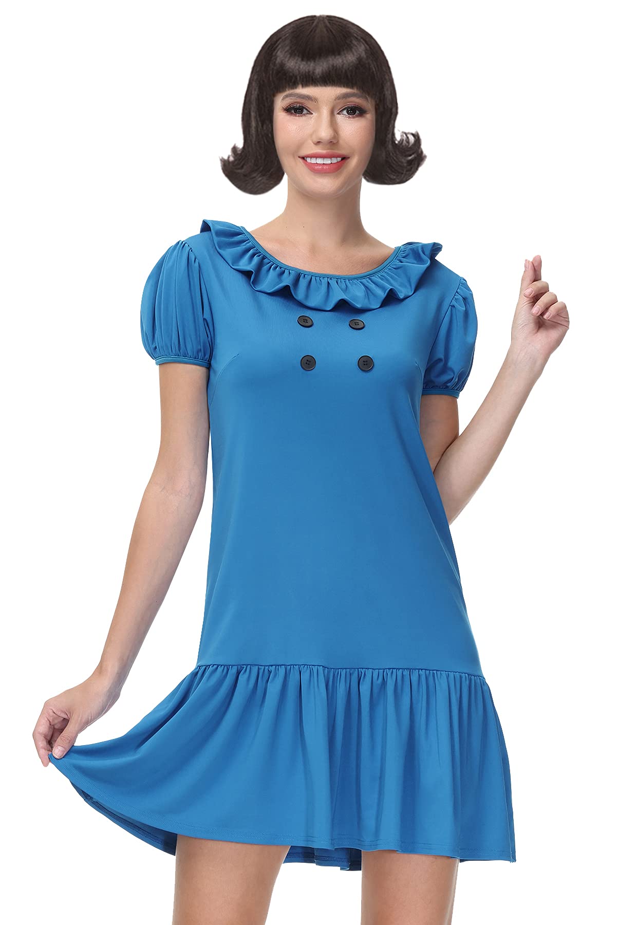 Maisolly Women's Halloween Costume - Elegant Puff Sleeve Mini Dress for Adults | Gothic Party Outfit, Cosplay, Halloween Party & Nightclub Wear