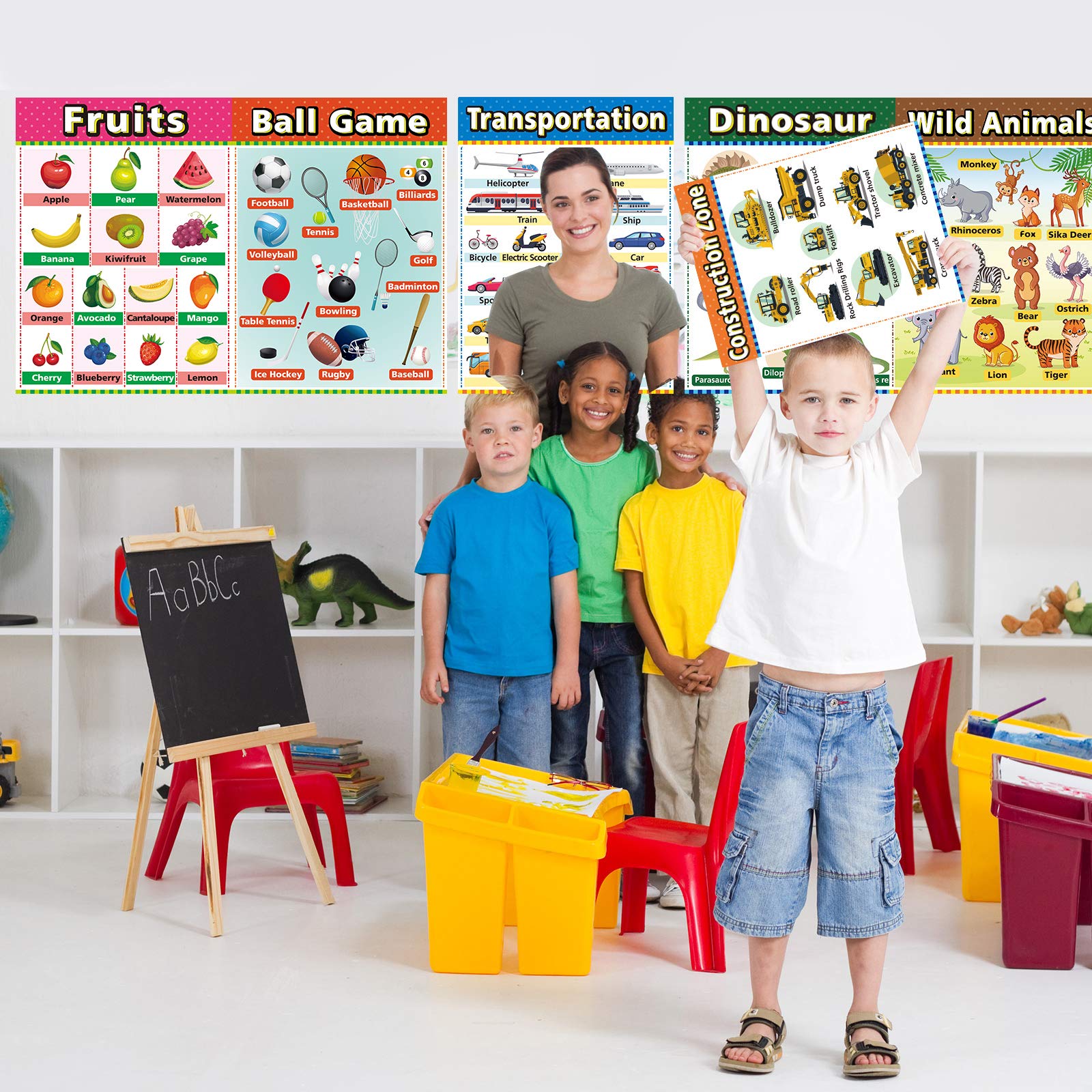 Educational Posters for Preschool & Kindergarten - 12-Piece Set of Large Durable Learning Posters for Toddlers, Elementary Students & Homeschooling - Perfect for Classroom Decor, Homeschool Walls & Kids' Study Areas