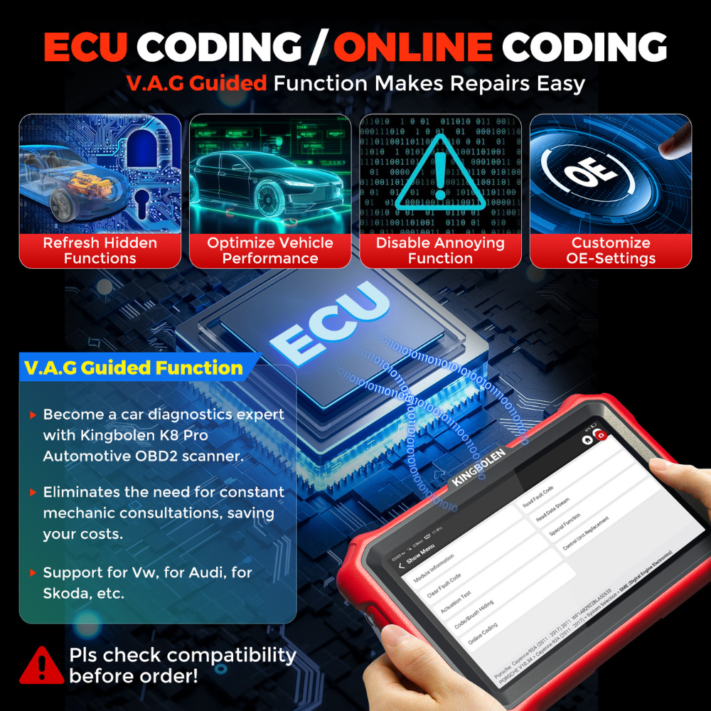 KINGBOLEN K8 PRO OE Level Car Diagnostic Tool - Bluetooth 8 Wireless Scanner with Lifetime Free Updates | ECU Coding, Bi-Directional Control, 34+ Reset Services | Supports CANFD & DOIP, FCA AutoAuth | Perfect for Professional Mechanics & DIY Car Repairs