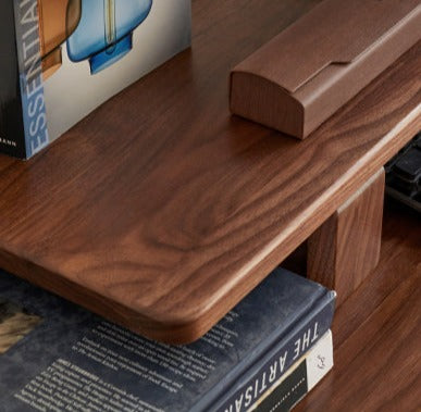 Premium Black Walnut & Oak Solid Wood Laptop Stand - Adjustable Height Ergonomic Computer Riser for Desk, Home Office, or Workspace - Space-Saving Shelf Organizer for MacBook, Notebooks & Accessories