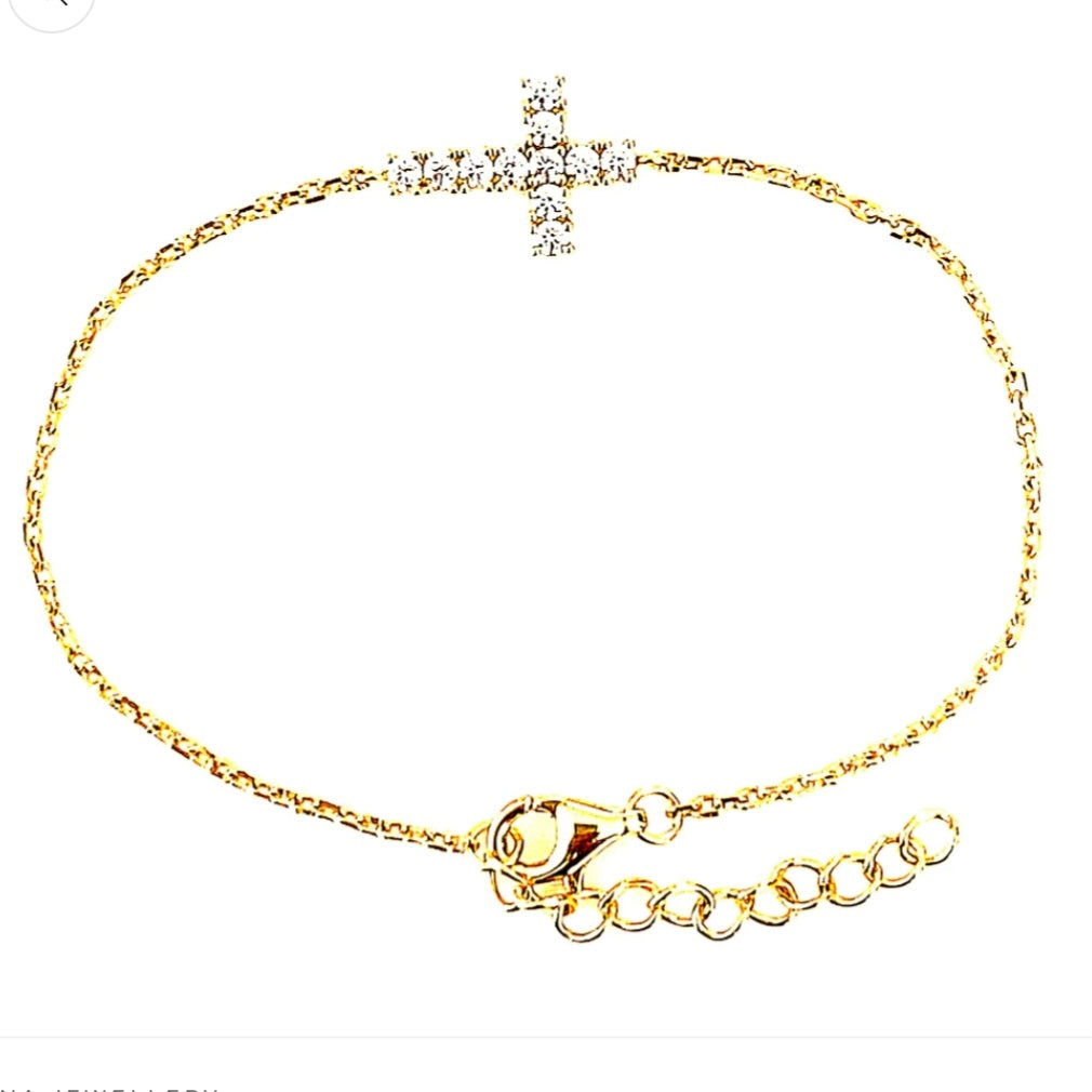Zara Gold Cross Chain Bracelet for Women - Elegant Layering Jewelry for Everyday Wear, Parties & Gifts