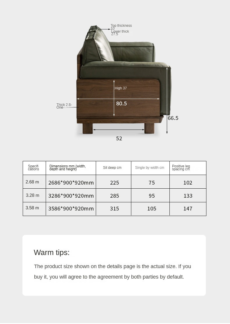 Premium Black Walnut Solid Wood Leather Sofa - Handcrafted Luxury Sofa for Living Room, Office & Lounge - Durable & Stylish Modern Furniture for Home Decor