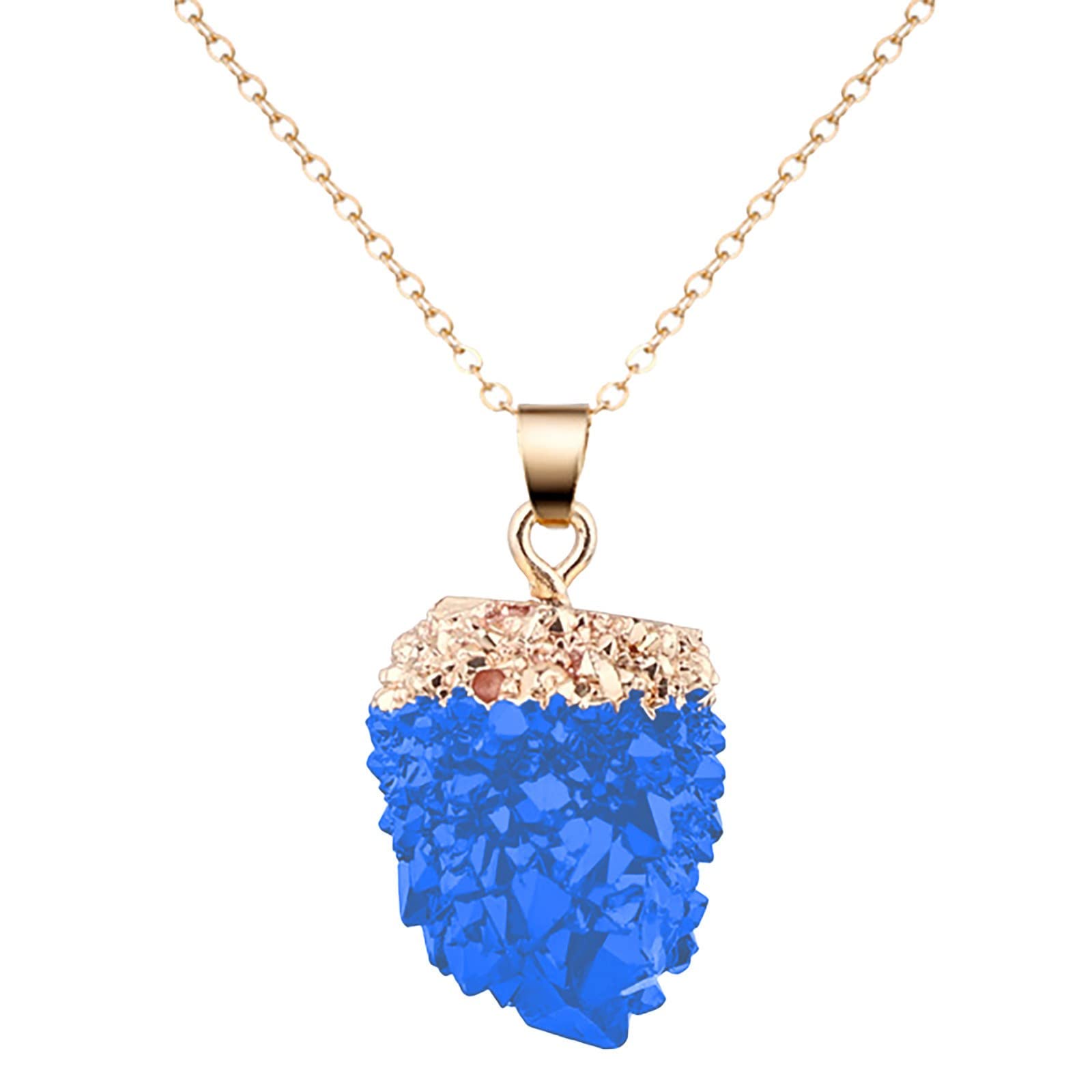 Natural Irregular Stone Gold Plated Crystal Wrap Necklace for Women & Girls - Blue One Size | Boho Chic Jewelry for Casual Wear, Parties & Gifts
