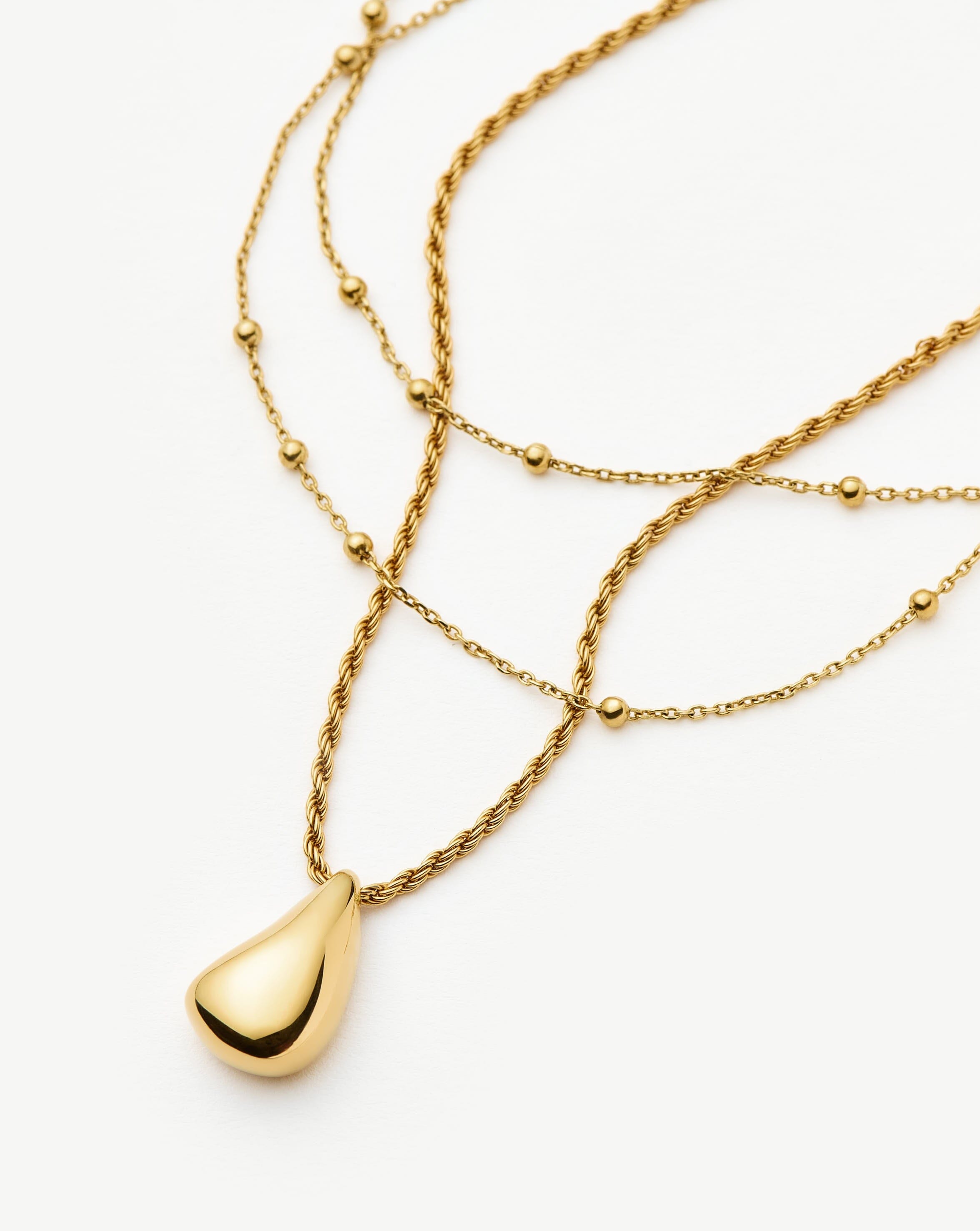 Savi Droplet Pendant & Double Necklace Set - 18k Gold Vermeil Jewelry for Women | Elegant Layered Necklace for Date Night, Wedding & Everyday Wear