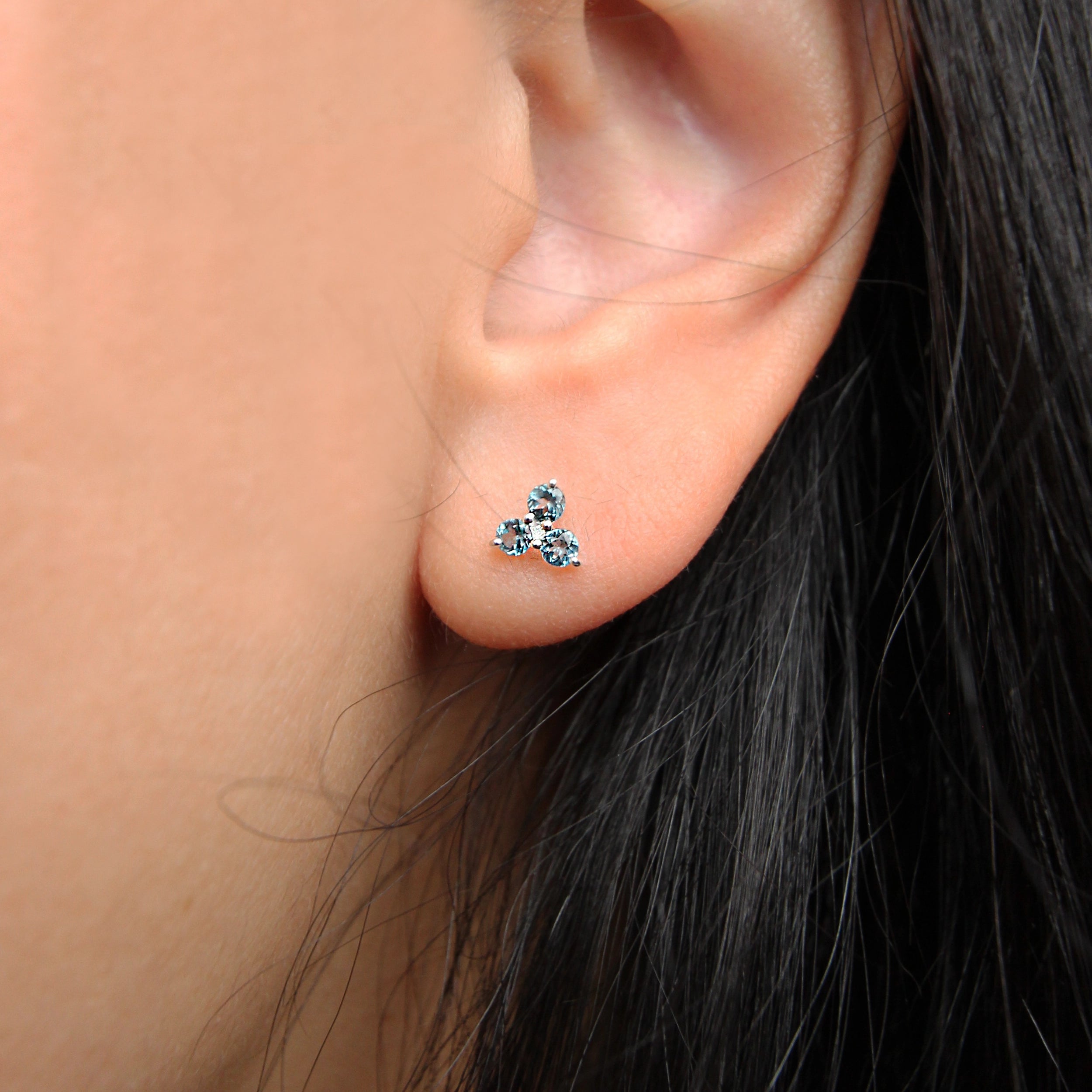 Blue Topaz Sterling Silver Earrings with Abacus Tripod Design – Elegant Jewelry for Parties, Weddings & Special Occasions