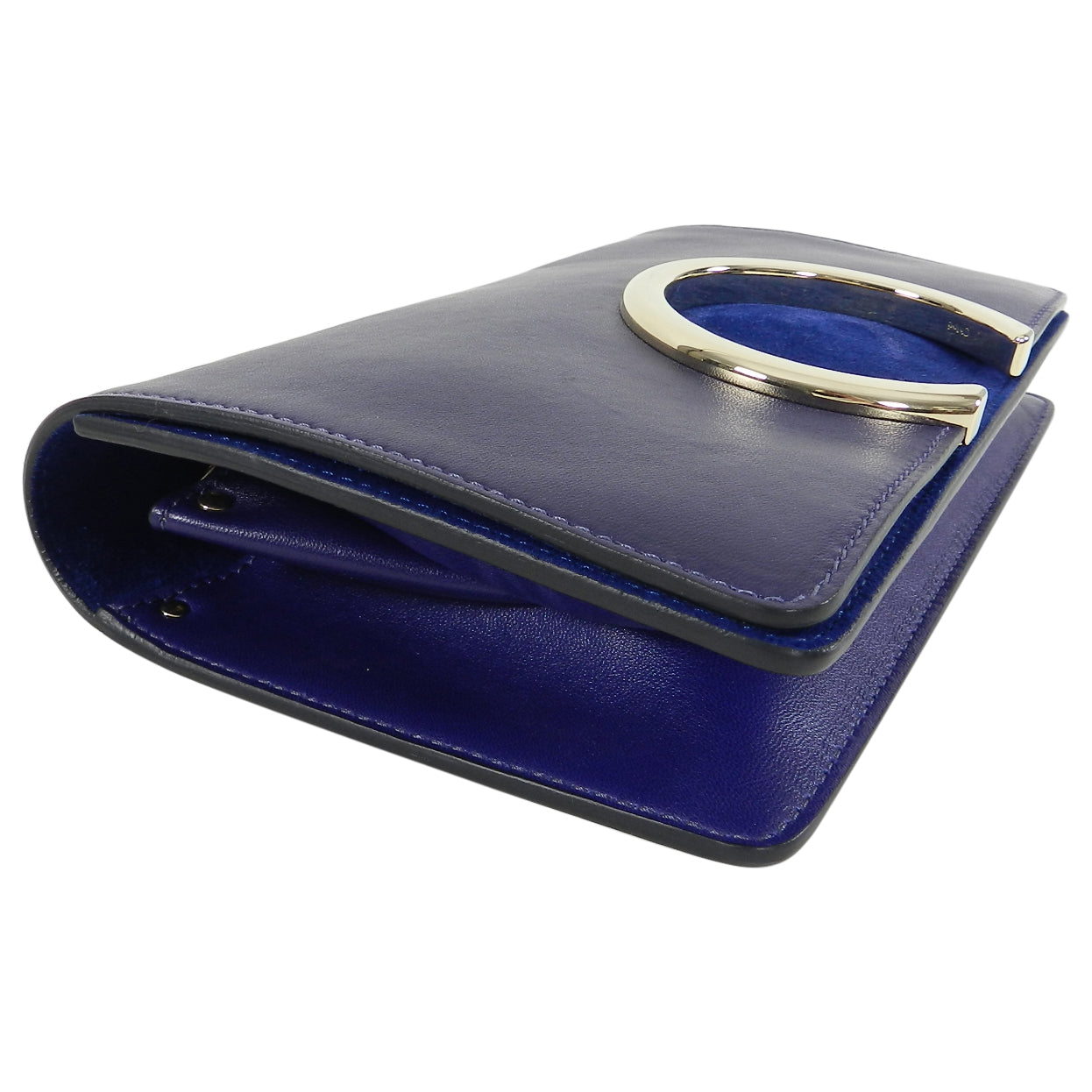 Chloe Navy Gabrielle Clutch - Premium Navy Leather & Suede Crossbody Bag for Women | Perfect for Evening Parties, Date Nights & Special Occasions