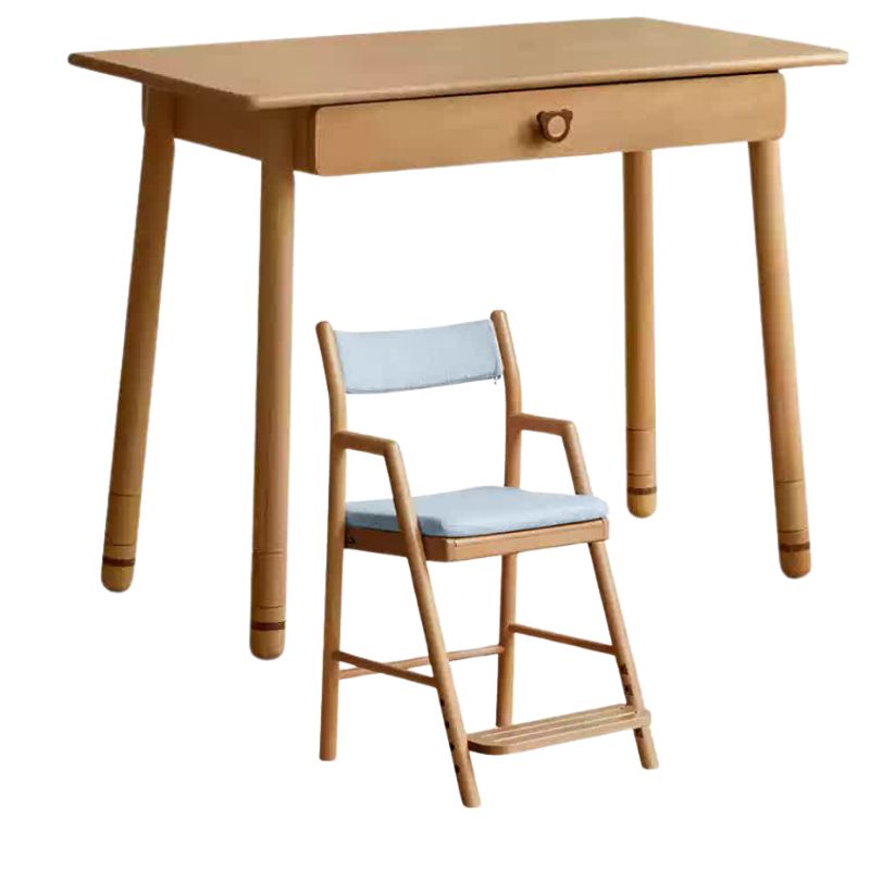 Solid Wood Kids Study Desk - Beech & Oak Wooden Children's Writing Table for Homework & Drawing | Perfect for Bedroom, Homeschool & Classroom Use