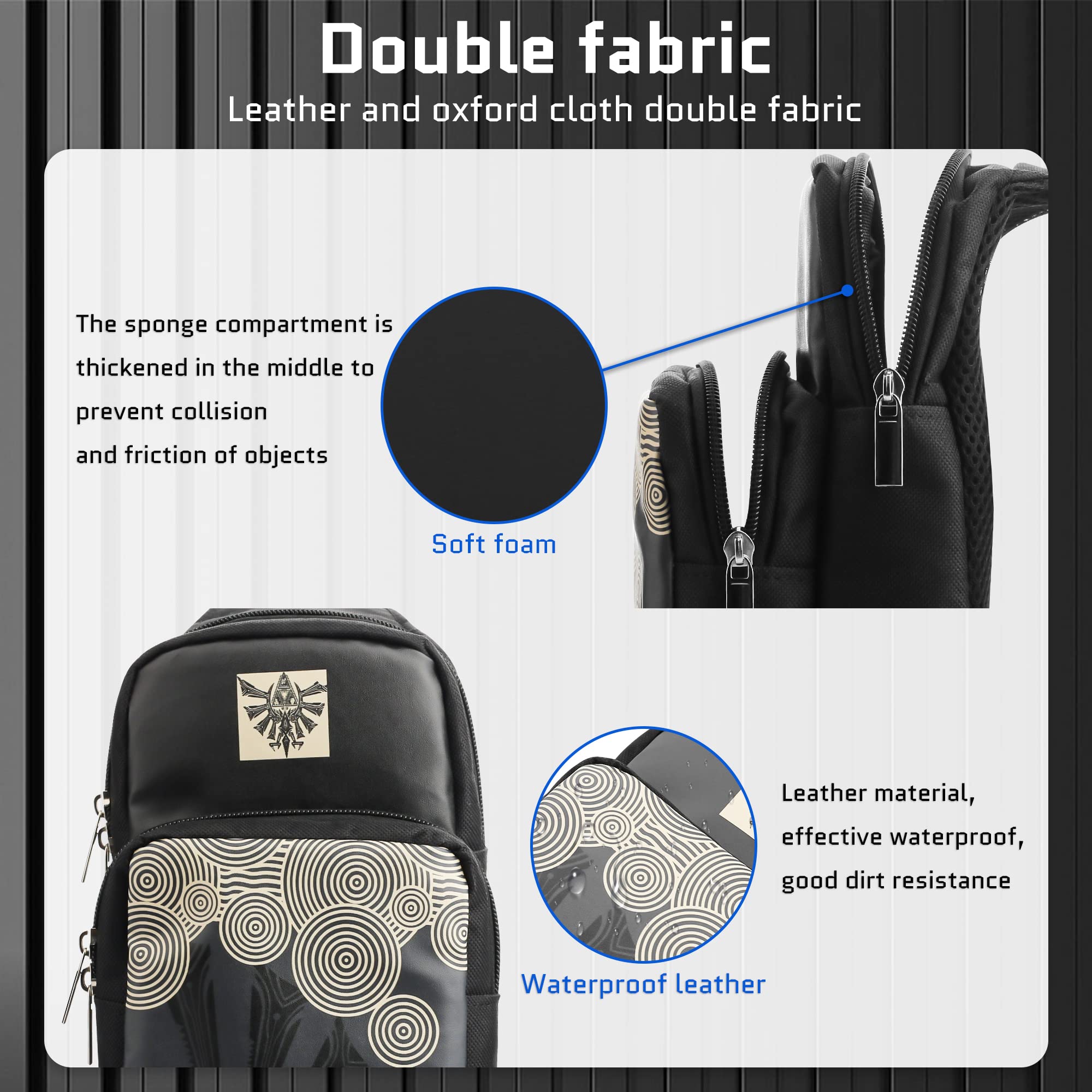 Zelda Switch Travel Bag with 12 Card Slots & Thumb Caps - Portable Crossbody Case for Gaming On-The-Go