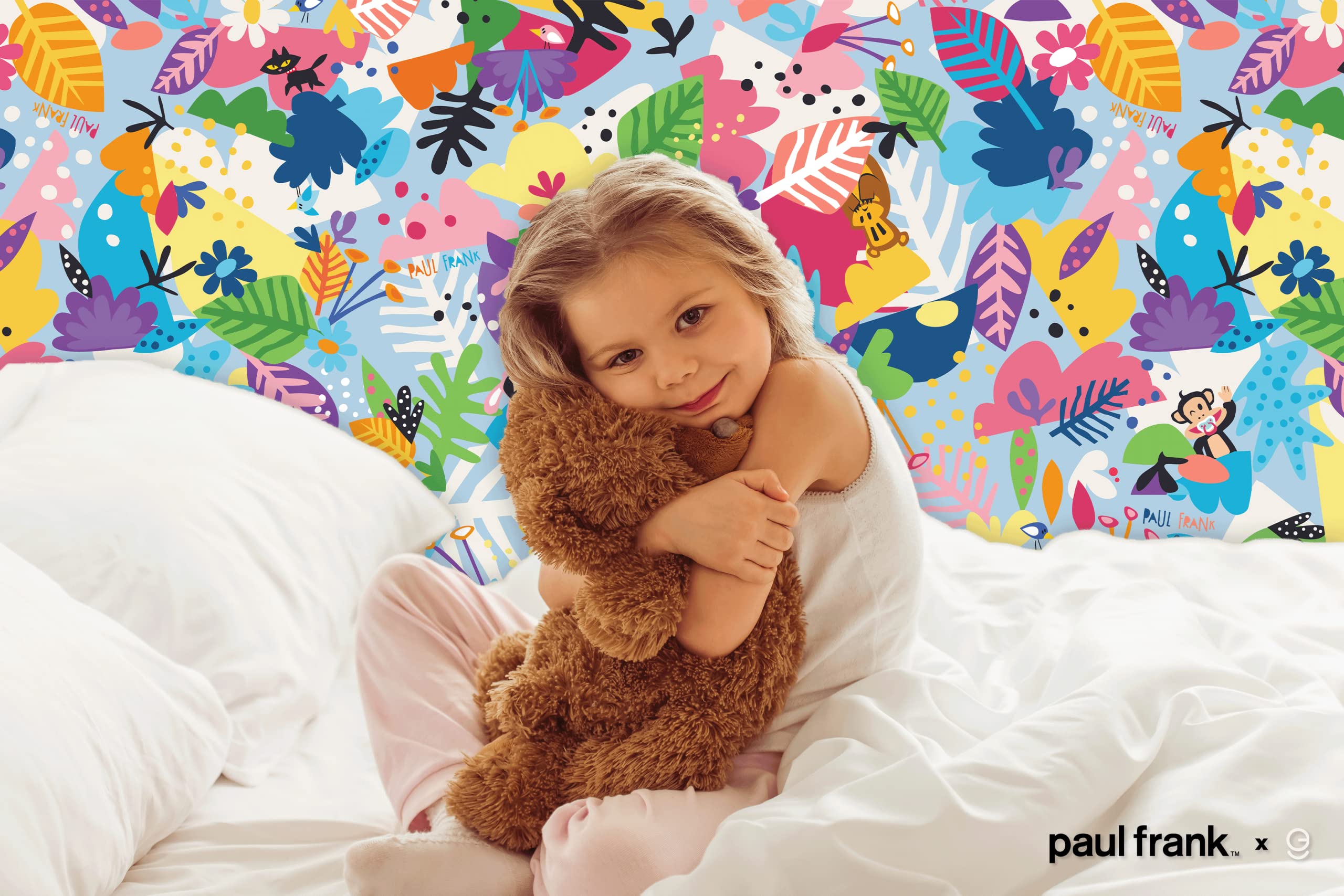 EGD Paul Frank Peel and Stick Wallpaper - Self Adhesive Removable Wallpaper for Living Room, Bedroom, Nursery - 24