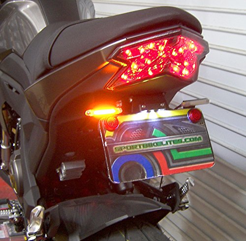 Kawasaki Z125 Pro LED Fender Eliminator Kit with Red Turn Signals & Clear Lens - High Visibility LED Flasher Relay for Motorcycle Safety - Perfect for Street Bikes, Custom Builds & Night Riding