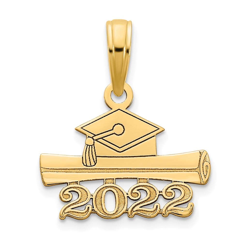 14K Yellow Gold 2022 Graduation Cap & Diploma Pendant Necklace - Elegant Jewelry Gift for Graduates - Perfect for Commencement Ceremonies, Yearbook Photos & Alumni Celebrations