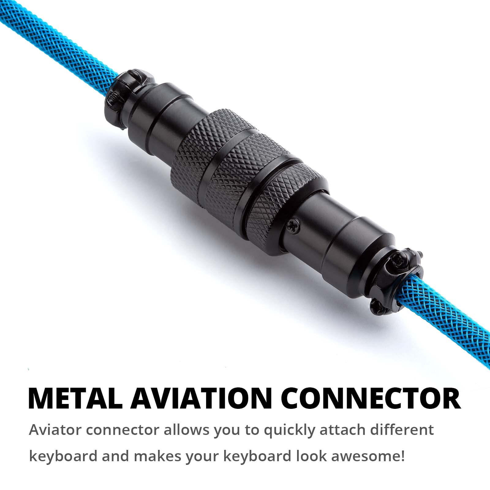Premium GUNMJO Pro Custom Coiled USB C Cable for Mechanical Gaming Keyboards | Double-Sleeved Detachable Aviator Connector | 1.5M USB-C to USB-A Blue Cable for PC, Mac, PS5 & Workstation Setup