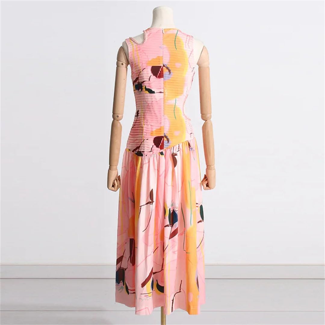 Elegant Sleeveless Hollow Pleated Maxi Dress for Women - Summer Beach Wedding Party & Vacation Outfit