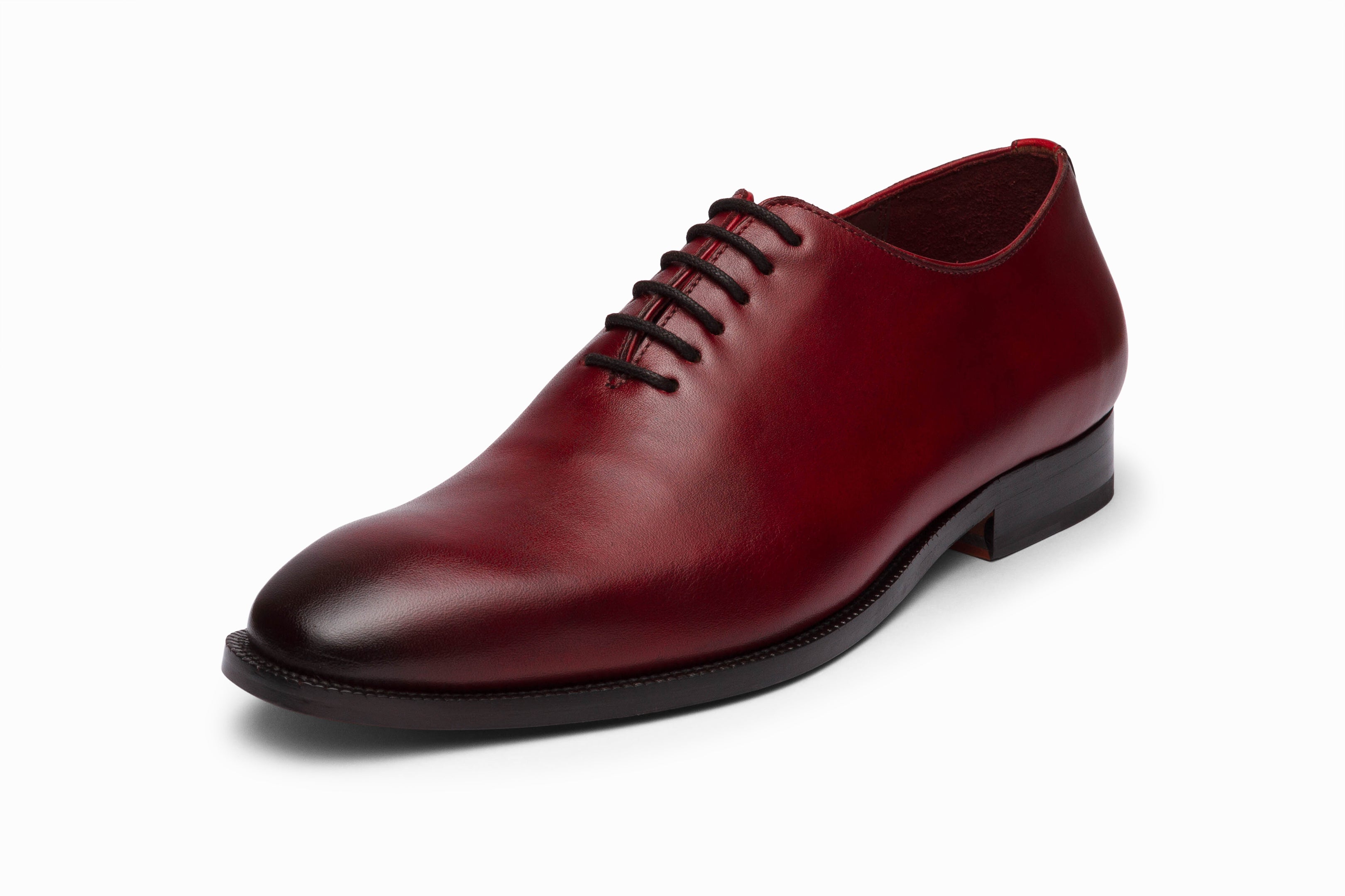 Premium Plain Wholecut Oxford Dress Shoes for Men - Dark Oxblood Leather - Perfect for Business, Formal Events & Weddings