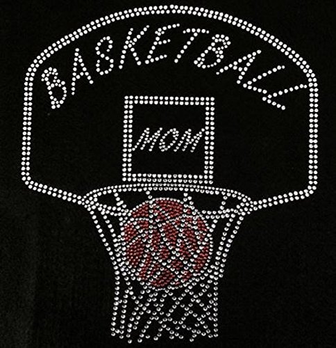 Basketball Mom Hoop Rhinestone Iron-On Transfer - Customizable Team Sports Apparel Decoration for T-Shirts, Hoodies & Bags - Perfect for Game Day, Team Spirit & Fan Gifts