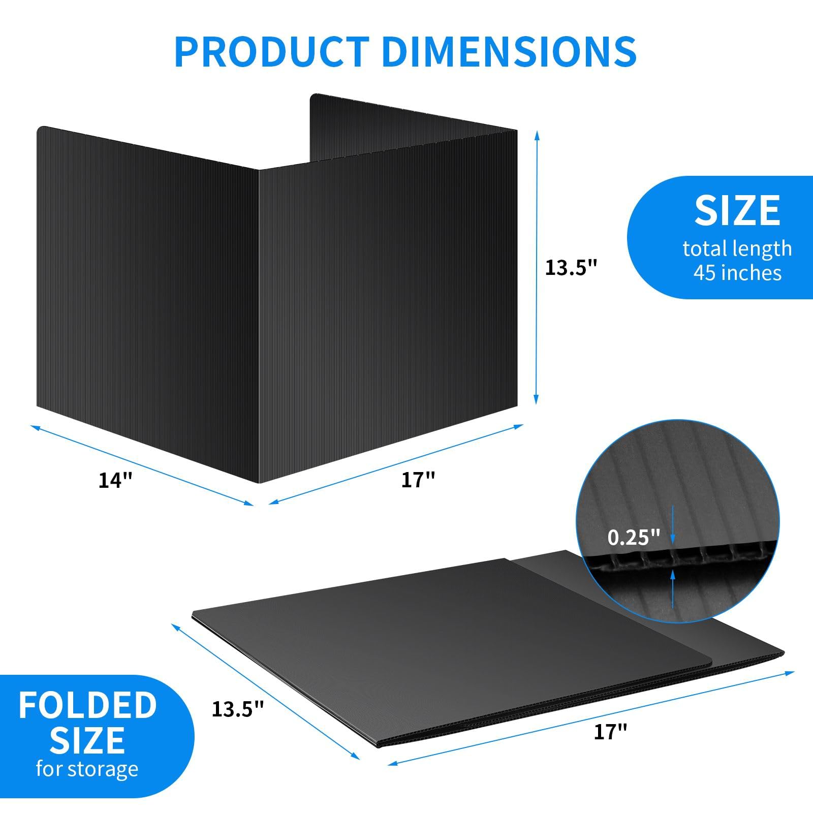 24-Pack Black Waterproof Plastic Desk Dividers for Students - Durable Study Carrel Privacy Shields, Easy Clean Classroom Partition Boards for School, Office & Home Learning Spaces