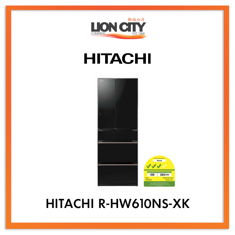 Hitachi 461L Multi-Door Refrigerator R HW610NS XK - Japanese Made Stainless Steel Fridge for Large Families & Modern Kitchens