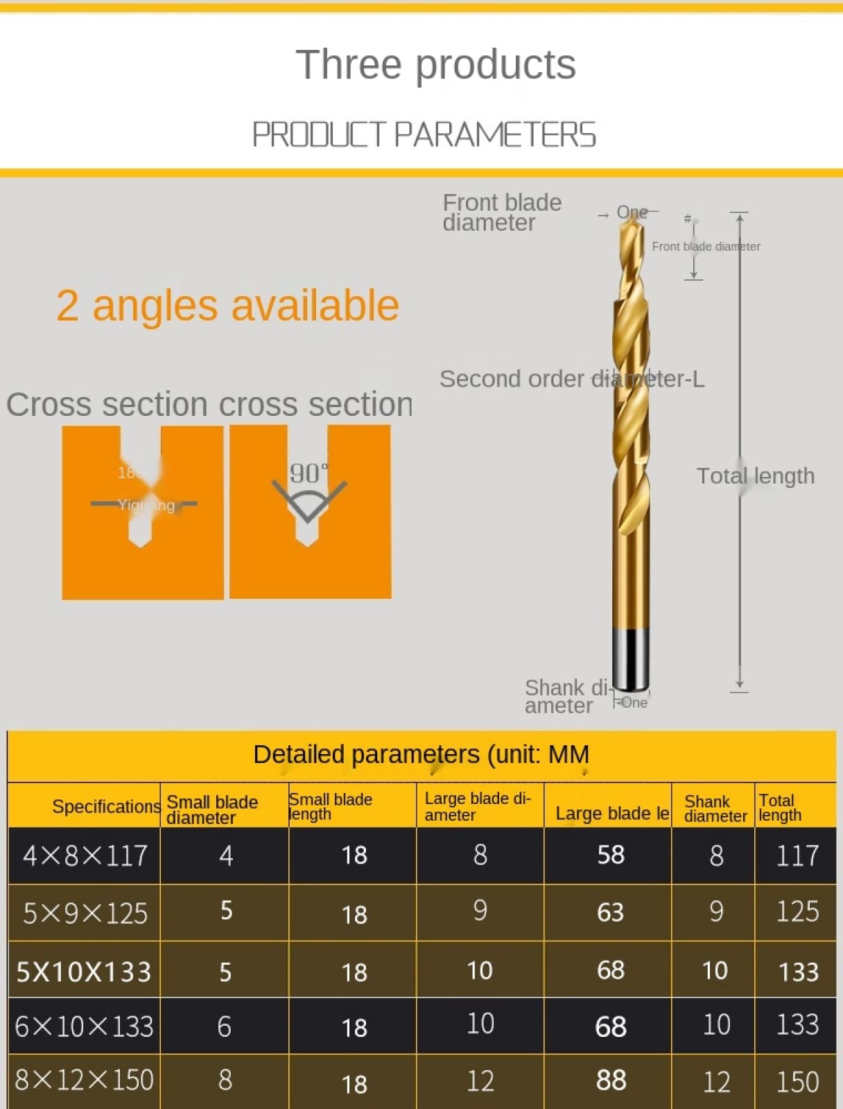 High-Speed Steel Twist Step Drill Bit Set (8-5mm) - Professional Aluminum Alloy & Metal Drill Bits for Electric Drills - Perfect for Woodworking, Metalworking & DIY Projects