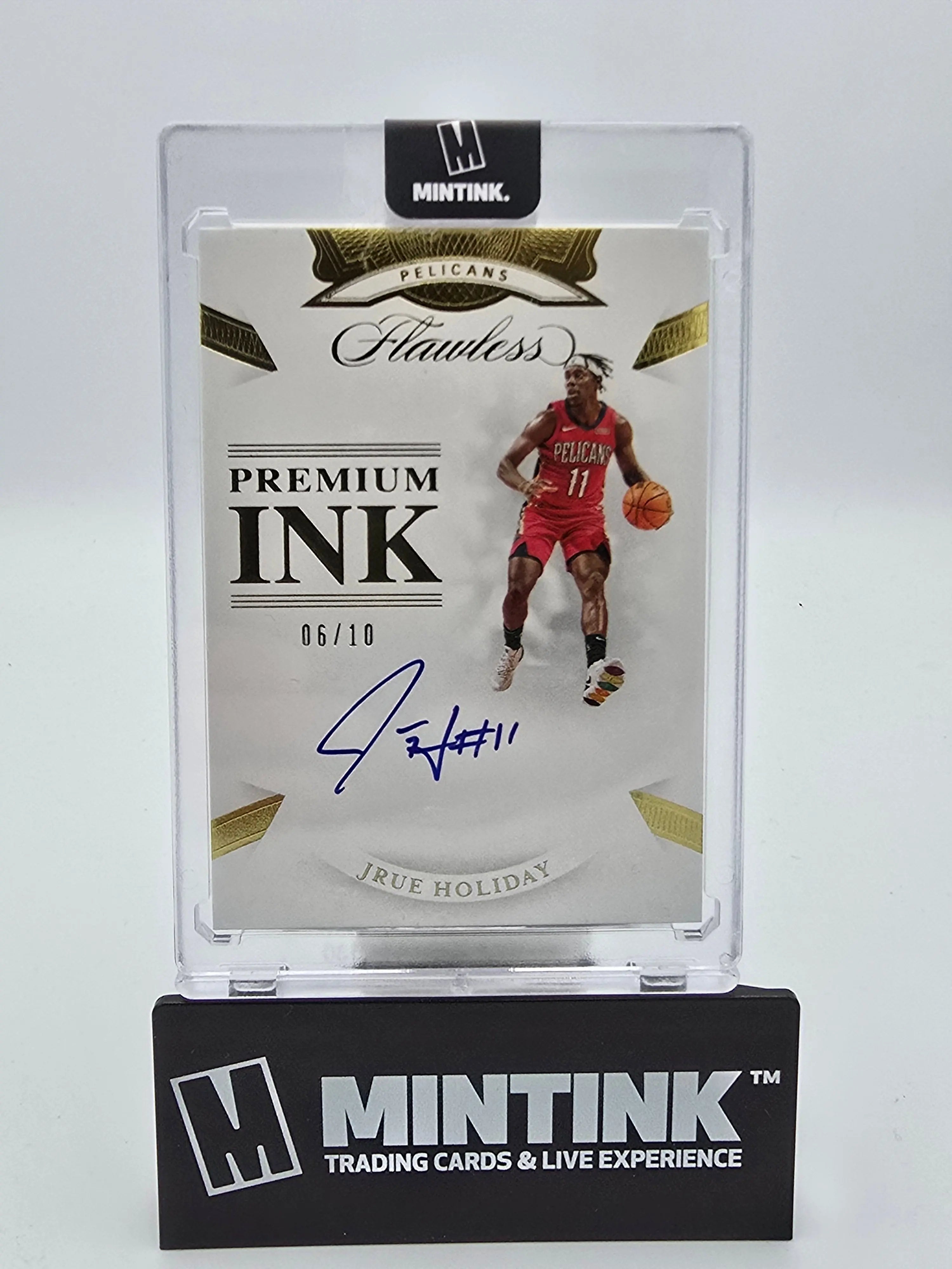 2019-20 Panini Flawless Basketball Jrue Holiday Premium Ink Auto Gold Foil /10 - Rare Basketball Trading Card for Collectors & NBA Fans - Perfect for Display, Investment & Memorabilia Collections