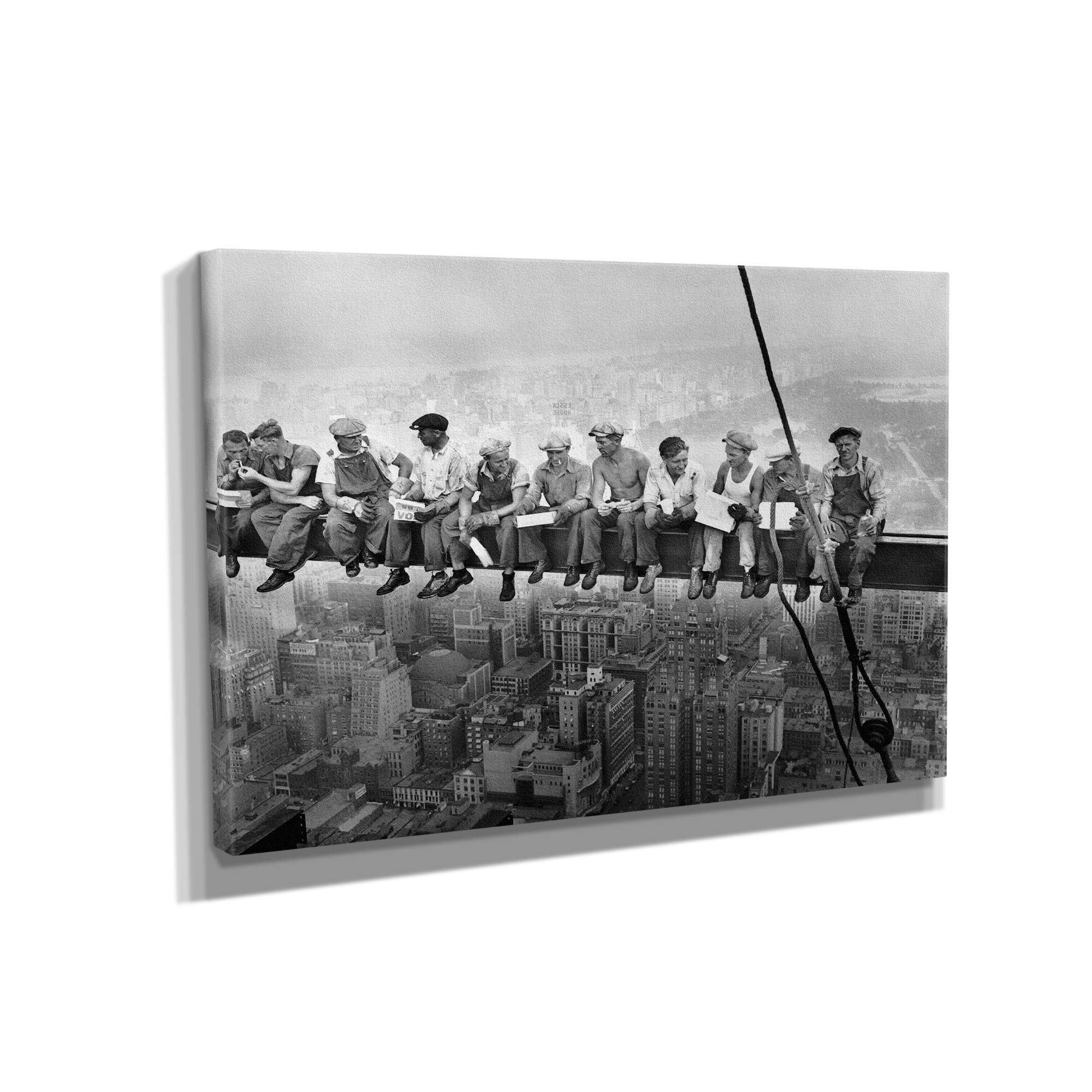 Blaze Canvas - 'Lunch Atop Skyscraper' Vintage Photo Wall Art Print - 36x24 Inches - Modern Abstract Canvas Painting for Living Room, Office, Bedroom - Matte Finish Home Decor - Perfect for Urban Loft, Man Cave or Office Wall Decor
